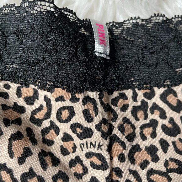 NWOT PINK Victoria's Secret X-Low Rise Cheekster Animal Print Black Lace Trim L - Picture 8 of 8